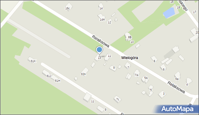 Radom, Relaksowa, 13, mapa Radomia