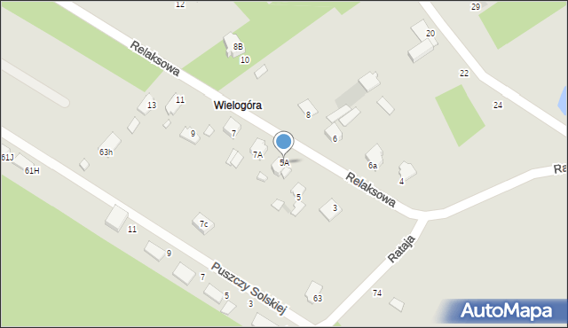Radom, Relaksowa, 5A, mapa Radomia