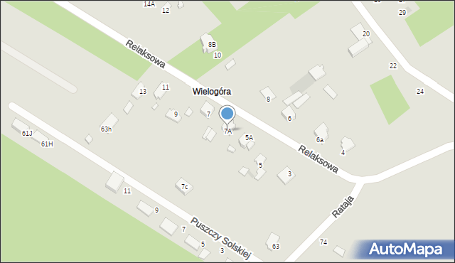 Radom, Relaksowa, 7A, mapa Radomia