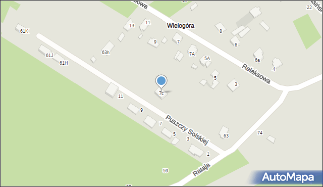 Radom, Relaksowa, 7c, mapa Radomia