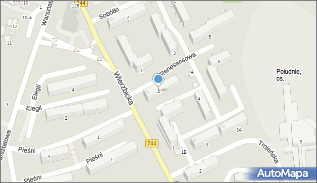 Radom, Renesansowa, 2, mapa Radomia