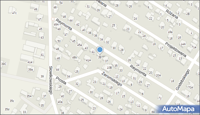 Raszyn, Reymonta Władysława, 39, mapa Raszyn