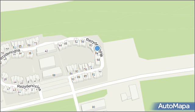 Rogowo, Rezydencyjna, 66, mapa Rogowo