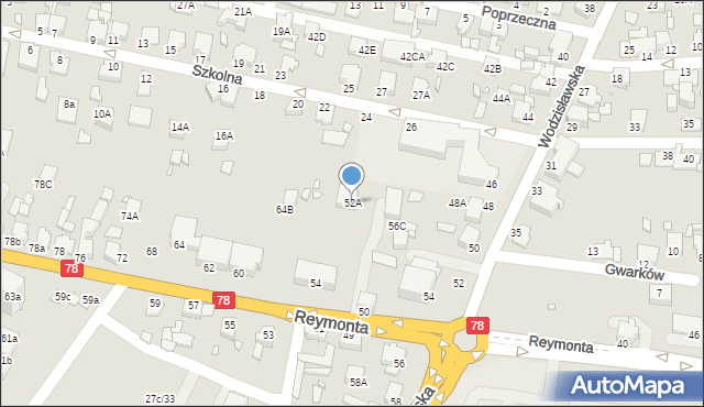 Rybnik, Reymonta Władysława, 52A, mapa Rybnika