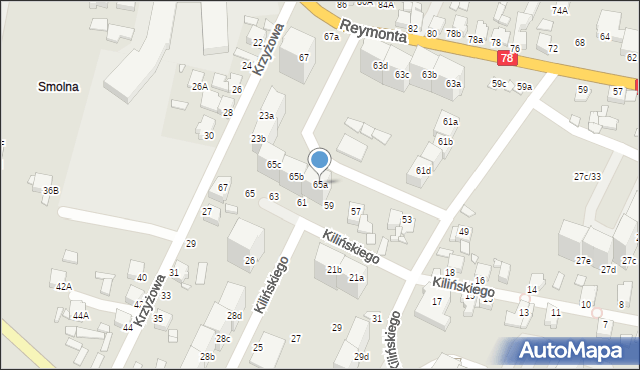 Rybnik, Reymonta Władysława, 65a, mapa Rybnika