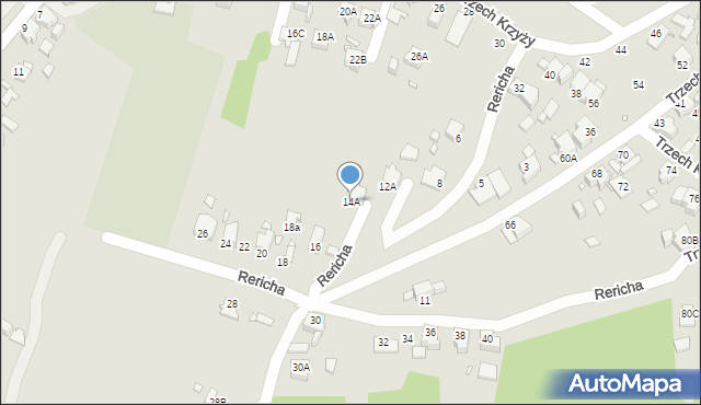Rybnik, Rericha Jana, 14A, mapa Rybnika