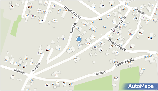 Rybnik, Rericha Jana, 3, mapa Rybnika