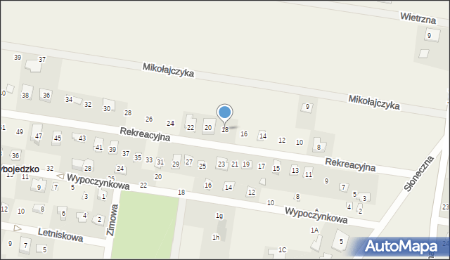 Rybojedzko, Rekreacyjna, 18, mapa Rybojedzko