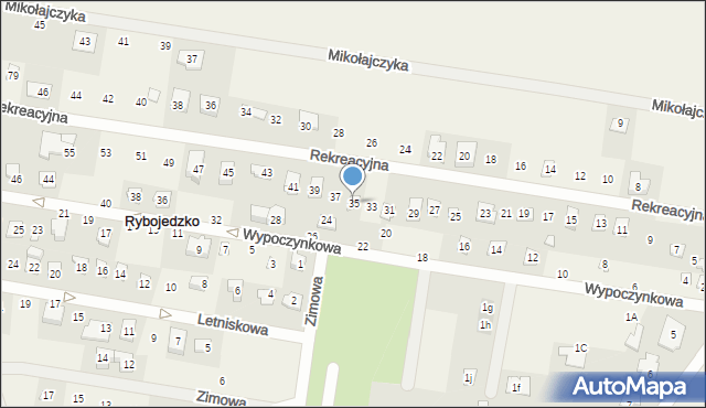 Rybojedzko, Rekreacyjna, 35, mapa Rybojedzko