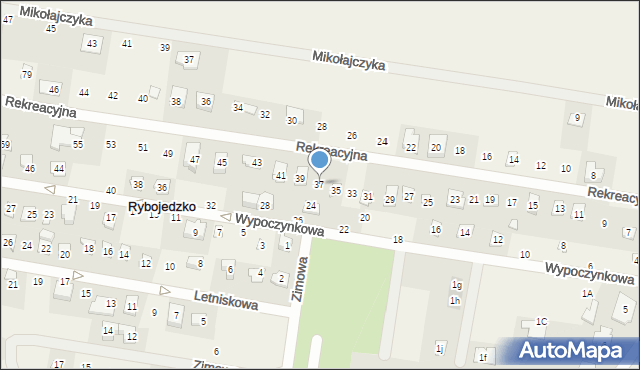 Rybojedzko, Rekreacyjna, 37, mapa Rybojedzko