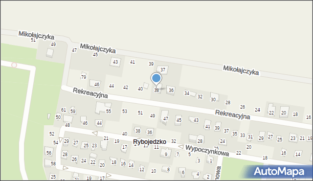Rybojedzko, Rekreacyjna, 38, mapa Rybojedzko