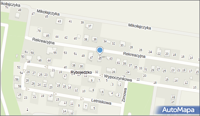 Rybojedzko, Rekreacyjna, 45, mapa Rybojedzko