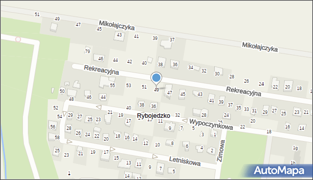 Rybojedzko, Rekreacyjna, 49, mapa Rybojedzko