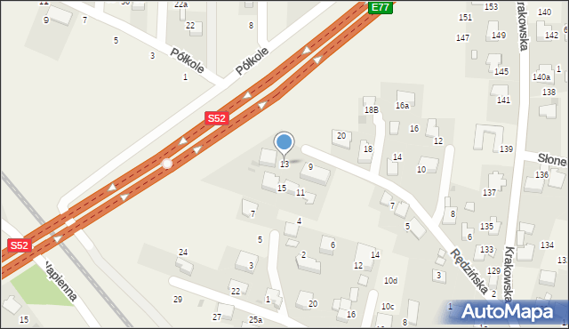 Rząska, Rędzińska, 13, mapa Rząska
