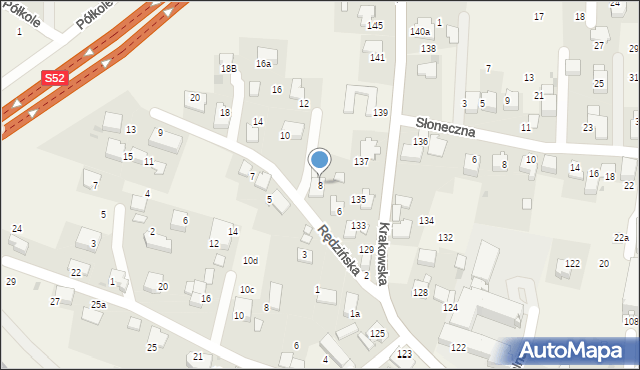 Rząska, Rędzińska, 8, mapa Rząska