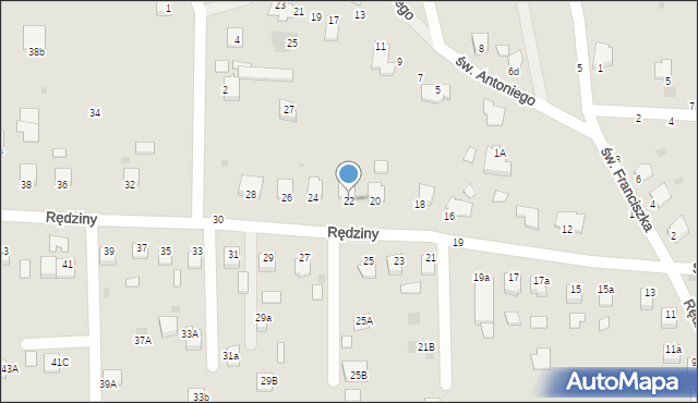 Sędziszów Małopolski, Rędziny, 22, mapa Sędziszów Małopolski