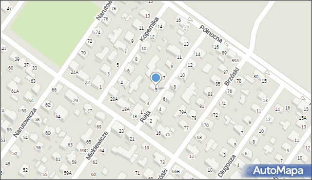 Siedlce, Reja Mikołaja, 5, mapa Siedlce