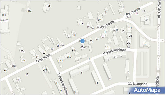 Sieradz, Reymonta Władysława, 25A, mapa Sieradz