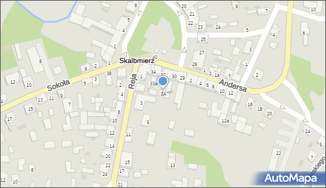 Skalbmierz, Reja Mikołaja, 3A, mapa Skalbmierz