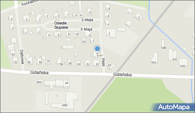 Sławno, Reja Mikołaja, 1, mapa Sławno