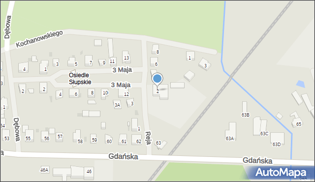 Sławno, Reja Mikołaja, 2, mapa Sławno