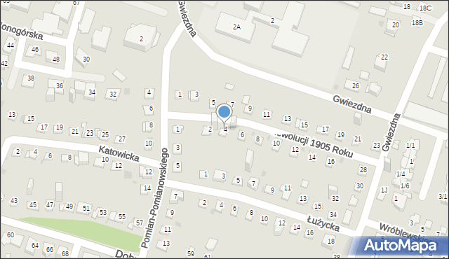 Sosnowiec, Rewolucji 1905 Roku, 4, mapa Sosnowca