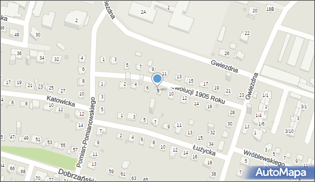 Sosnowiec, Rewolucji 1905 Roku, 8, mapa Sosnowca
