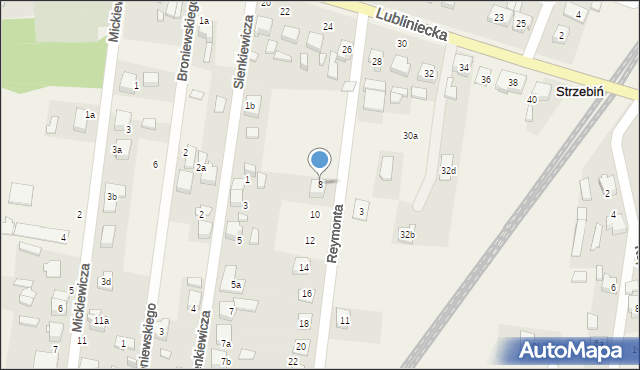 Strzebiń, Reymonta Władysława, 8, mapa Strzebiń