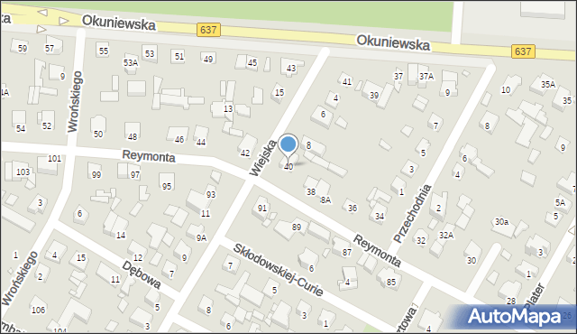 Sulejówek, Reymonta Władysława, 40, mapa Sulejówek