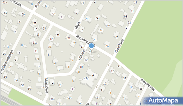 Sulejówek, Reymonta Władysława, 45A, mapa Sulejówek