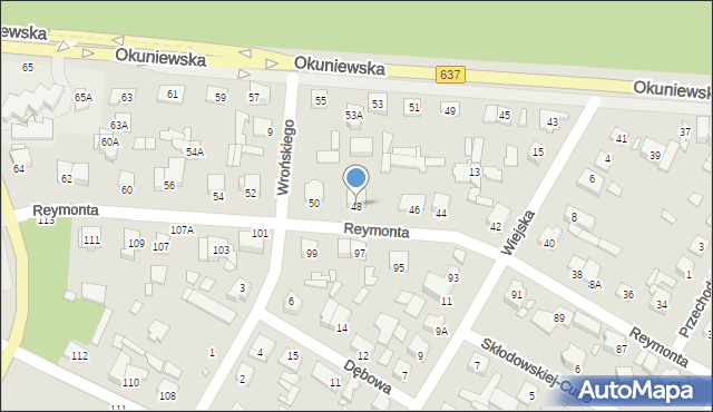 Sulejówek, Reymonta Władysława, 48, mapa Sulejówek