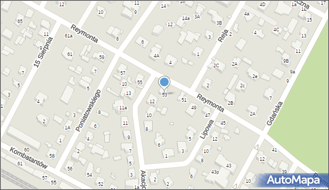 Sulejówek, Reymonta Władysława, 53, mapa Sulejówek