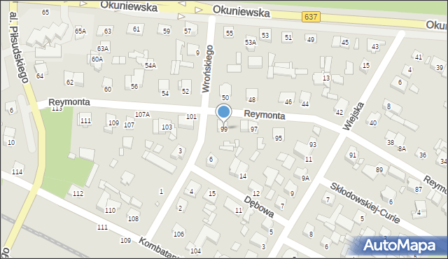 Sulejówek, Reymonta Władysława, 99, mapa Sulejówek