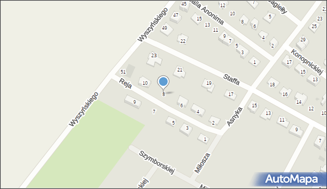 Susz, Reja Mikołaja, 8, mapa Susz