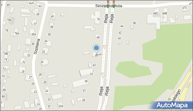 Suwałki, Reja Mikołaja, 45, mapa Suwałk