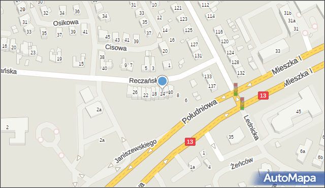 Szczecin, Reczańska, 14, mapa Szczecina