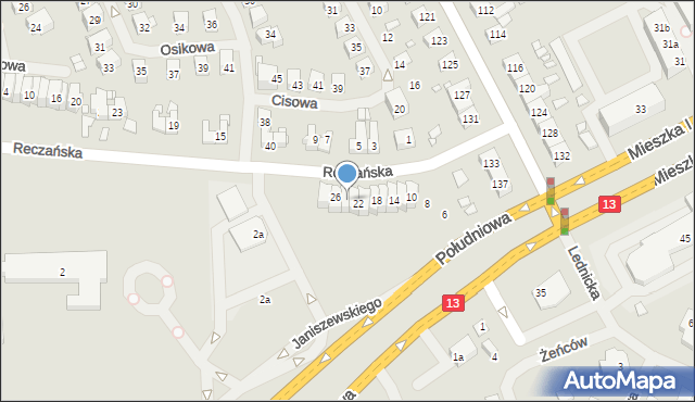 Szczecin, Reczańska, 24, mapa Szczecina