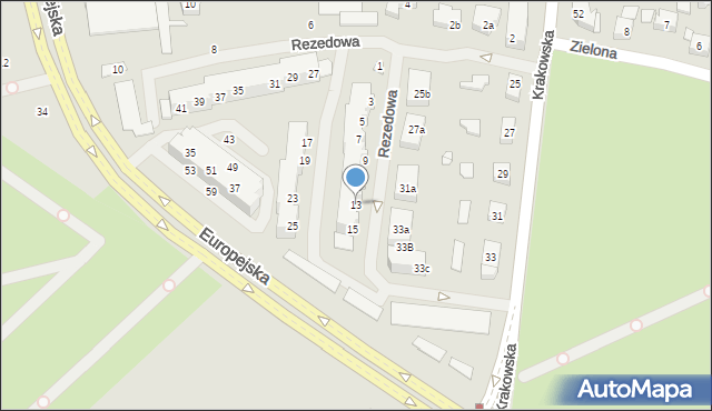 Szczecin, Rezedowa, 13, mapa Szczecina