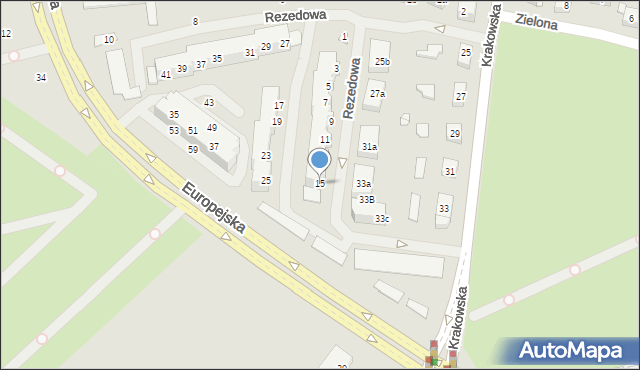 Szczecin, Rezedowa, 15, mapa Szczecina