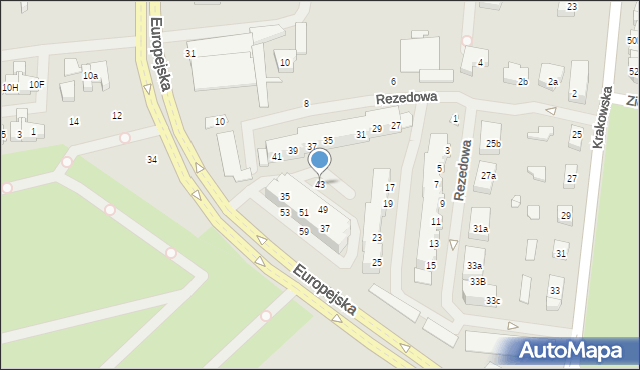 Szczecin, Rezedowa, 43, mapa Szczecina