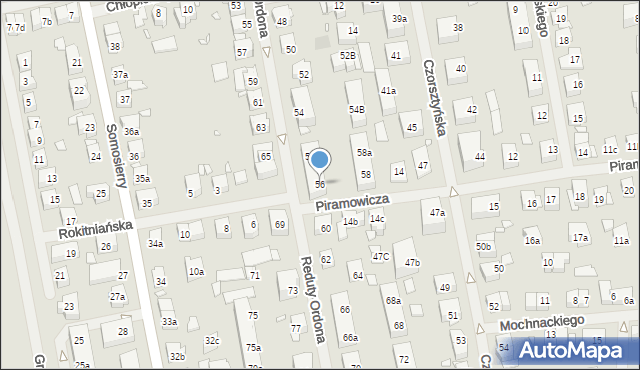 Szczecin, Reduty Ordona, 56, mapa Szczecina