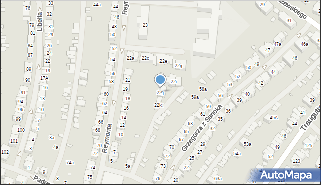 Szczecin, Reymonta Władysława, 22j, mapa Szczecina