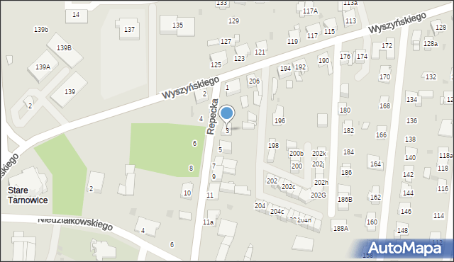 Tarnowskie Góry, Repecka, 3, mapa Tarnowskie Góry