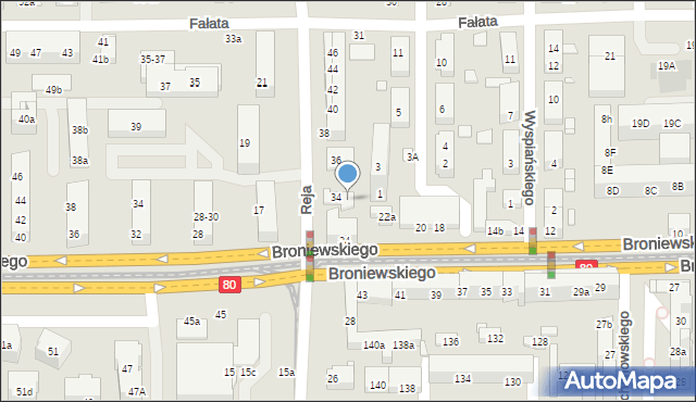 Toruń, Reja Mikołaja, 34a, mapa Torunia