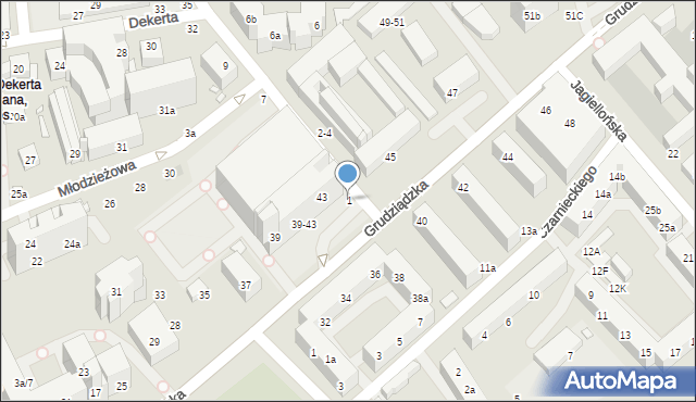 Toruń, Rejtana Tadeusza, 1, mapa Torunia