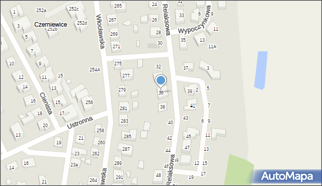 Toruń, Relaksowa, 36, mapa Torunia