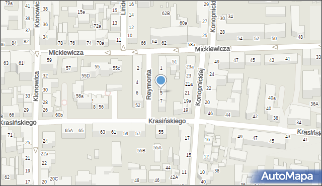 Toruń, Reymonta Władysława, 5, mapa Torunia