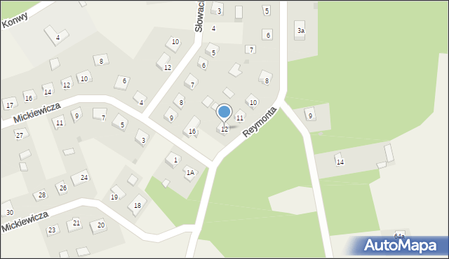 Turośl, Reymonta Władysława, 12, mapa Turośl