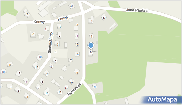Turośl, Reymonta Władysława, 3a, mapa Turośl