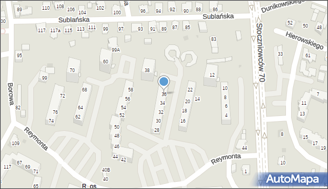 Tychy, Reymonta Władysława, 36, mapa Tychów